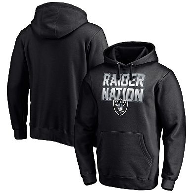 Men's Fanatics Black Las Vegas Raiders Hometown Collection Raider Nation Fitted Pullover Hoodie