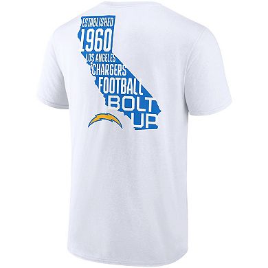 Men's Fanatics White Los Angeles Chargers Hot Shot State T-Shirt