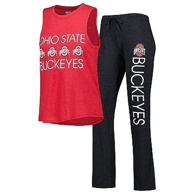 Women's Concepts Sport Black/Scarlet Ohio State Buckeyes Team Tank Top & Pants Sleep Set