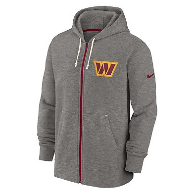 Men's Nike Heather Charcoal Washington Commanders Historic Lifestyle Full-Zip Hoodie