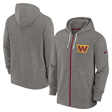 Men's Nike Heather Charcoal Washington Commanders Historic Lifestyle Full-Zip Hoodie