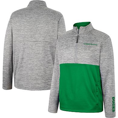 Men's Colosseum Heather Gray Oregon Ducks John Half-Zip Jacket