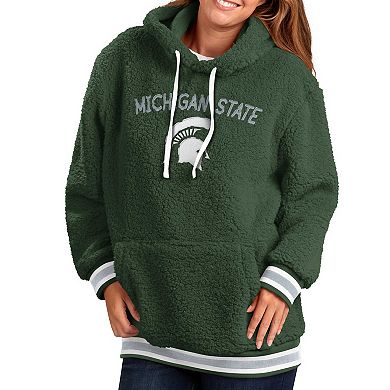 Women's G-III 4Her by Carl Banks Green Michigan State Spartans Game Over Sherpa Pullover Hoodie