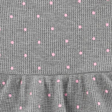 Baby Girl Carter's 2-Piece Ribbed Polka Dot Peplum Bodysuit & Pants Set
