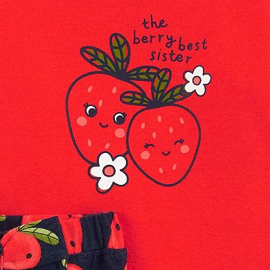 Baby Girl Carter's 2-Piece "The Berry Best Sister" Graphic Bodysuit & Strawberry Print Pants Set