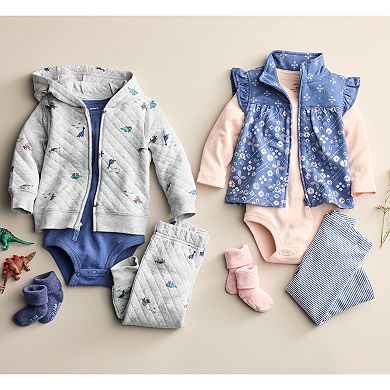 Baby Carter's 3-Piece Quilted Dino Hoodie, Jogger Pants, & Bodysuit Set