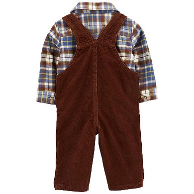 Baby Boy Carter's 2-Piece Plaid Button-Down Shirt & Corduroy Overalls Set