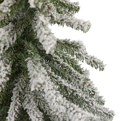 2' Potted Flocked Downswept Mini Village Pine Medium Artificial Christmas Tree - Unlit