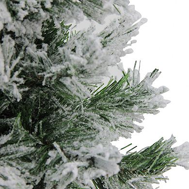 18" Flocked Pine Medium Artificial Christmas Tree in Burlap Base - Unlit