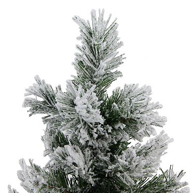 18" Flocked Pine Medium Artificial Christmas Tree in Burlap Base - Unlit