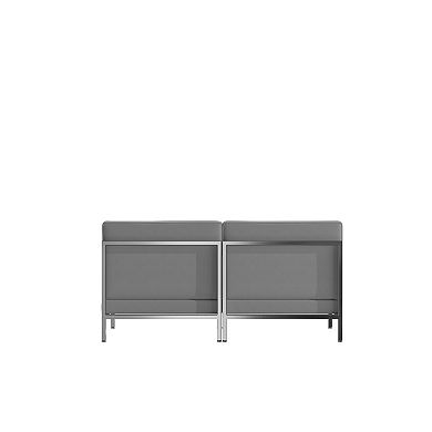 Emma and Oliver 2 Piece Gray LeatherSoft Modular Reception Lounge Set - Reception Bench