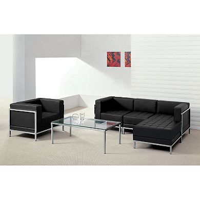 Emma and Oliver Black LeatherSoft Sectional & Chair, 5 Pieces