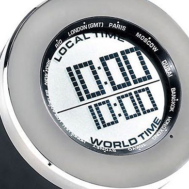Seth Thomas World Time Multifunction Clock in Black and Silver
