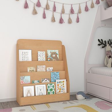 Emma And Oliver Wood Kid's Storage with Three Shelves and Safe, Kid-Friendly Design