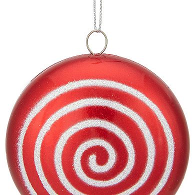 10" Red Candy Lollipop with Iridescent Glitter Swirl Shatterproof Christmas Ornament