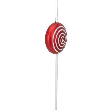 10" Red Candy Lollipop with Iridescent Glitter Swirl Shatterproof Christmas Ornament