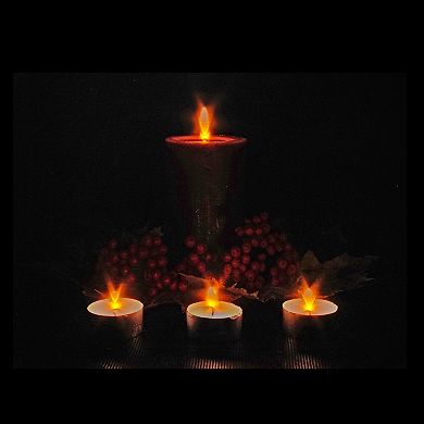 Red and Green LED Lighted Candles Christmas Canvas Wall Art 12" x 15.75"
