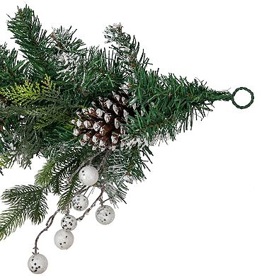 6' Green Pine Frosted Artificial Christmas Garland with Pinecones and Ornaments  Unlit