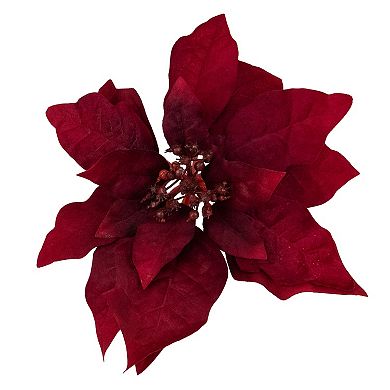 18” Red Velvet Poinsettia Artificial Christmas Stem