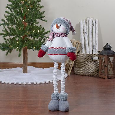 22" Red and Gray Plush Nordic Snowman Christmas Figure