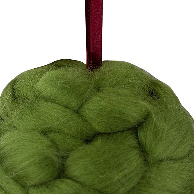 4.25" Green Yarn Ball Hanging Christmas Ornament