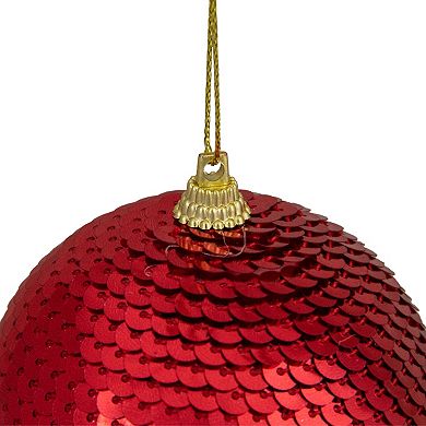 Red Sequin Shatterproof Ball Christmas Ornament 3"