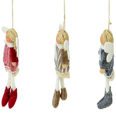 Set of 3 Hanging Angel Doll Christmas Ornaments 6"