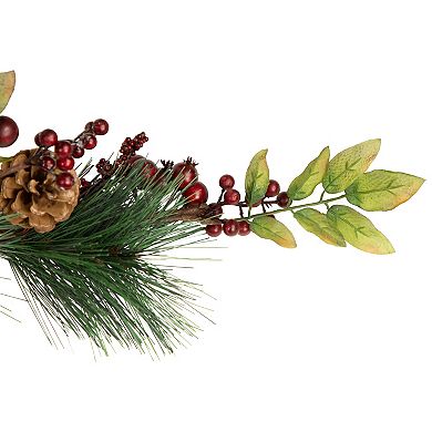 4.5' x 5.5" Green and Red Snow Dusted Artificial Christmas Garland - Unlit