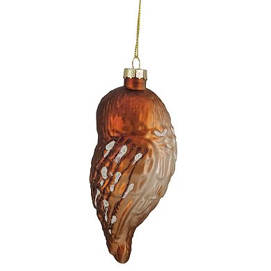 4.5" Brown and White Glass Owl Christmas Ornament