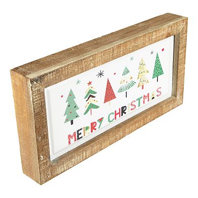 11.75" Framed Merry Christmas with Trees Wall Sign
