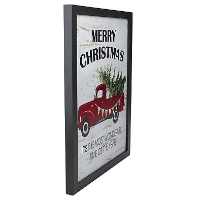 16" Lighted Red and Green Merry Christmas Canvas Wall Art