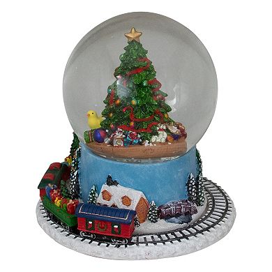 7" Christmas Tree Village Train Musical Snow Globe