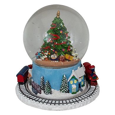 7" Christmas Tree Village Train Musical Snow Globe