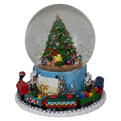 7" Christmas Tree Village Train Musical Snow Globe