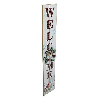 31.75" LED Lighted Welcome Sign with Cardinal Christmas Sign