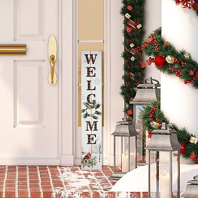 31.75" LED Lighted Welcome Sign with Cardinal Christmas Sign