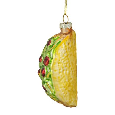 3.5" Yellow Taco Glass Christmas Ornament