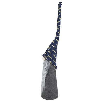 15.5" Gray and Blue Cone Gnome Christmas Tabletop Decor