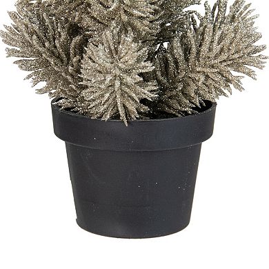 8.5 Potted Champagne Metallic Glitter Artificial Pine Christmas Tree  - Unlit