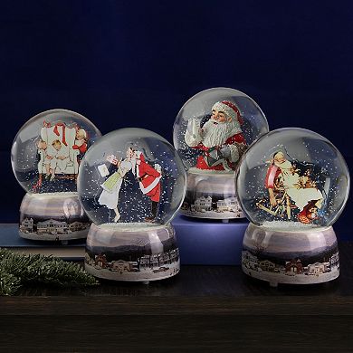 6.5" Norman Rockwell 'Santa and His Helpers' Christmas Snow Globe