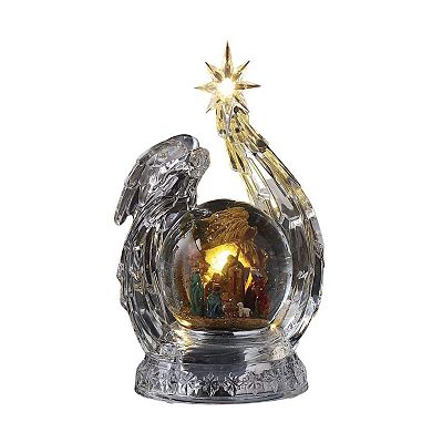 Set of 2 Clear and Multicolor Nativity Set Waterglobe Tabletop Decor