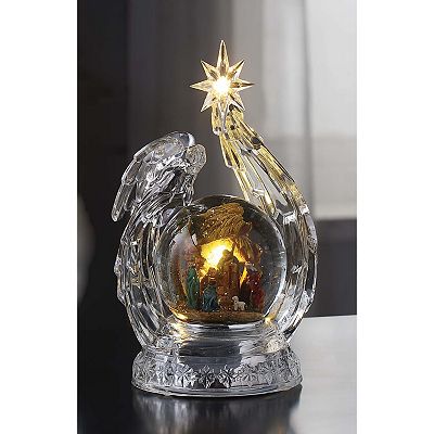 Set of 2 Clear and Multicolor Nativity Set Waterglobe Tabletop Decor
