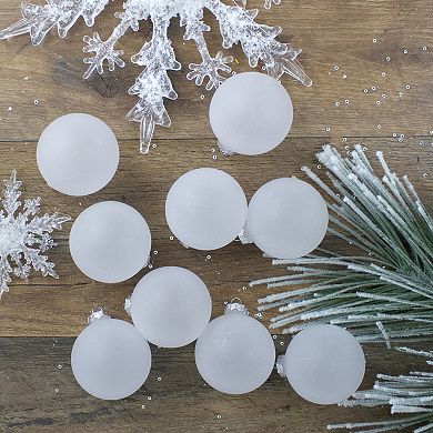 9ct Clear Frosted Matte Christmas Glass Ball Ornaments 2.5" (65mm)