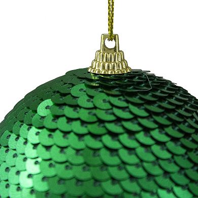 Green Sequin Shatterproof Ball Christmas Ornament 3"