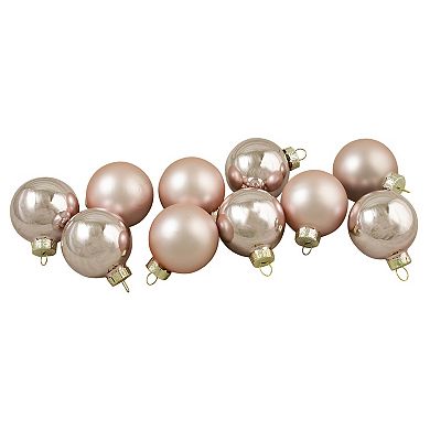 10ct Baby Pink Glass 2-Finish Christmas Ball Ornaments 1.75" (45mm)