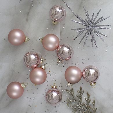 10ct Baby Pink Glass 2-Finish Christmas Ball Ornaments 1.75" (45mm)