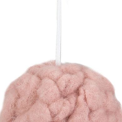 3.75" Pink Woven Yarn Ball Hanging Christmas Ornament