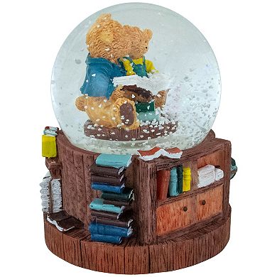 6" Musical Reading Teddy Bears Snow Globe