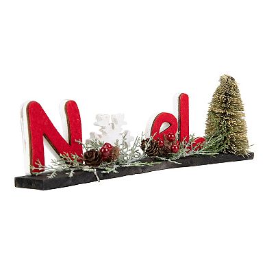 14" Red Noel Winter Scene with Snowflake Christmas Sign