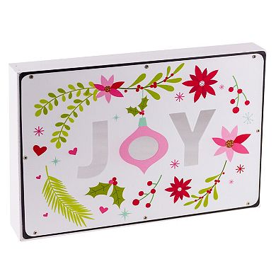 12" Wood and Metal 'Joy' Christmas Wall Sign